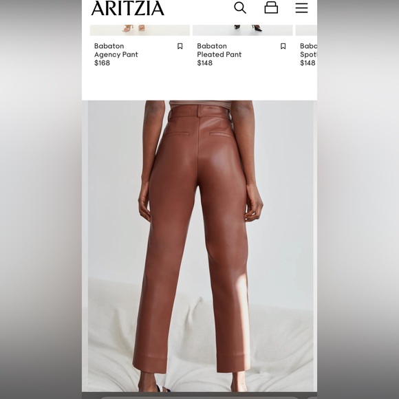 Ladies Aritzia Babaton brown faux leather crops - Picture 8 of 10